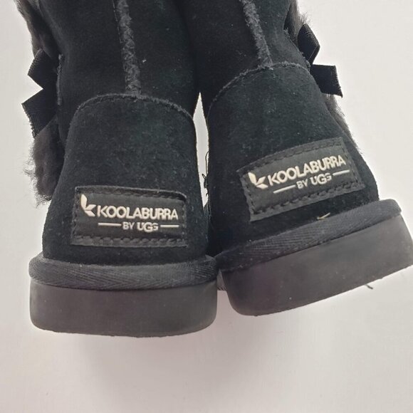 Koolaburra by UGG 1117810 Victoria Mini Ankle Boot Suede Black Youth 2 side bows - Picture 7 of 13
